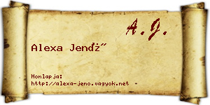 Alexa Jenő névjegykártya