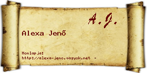 Alexa Jenő névjegykártya